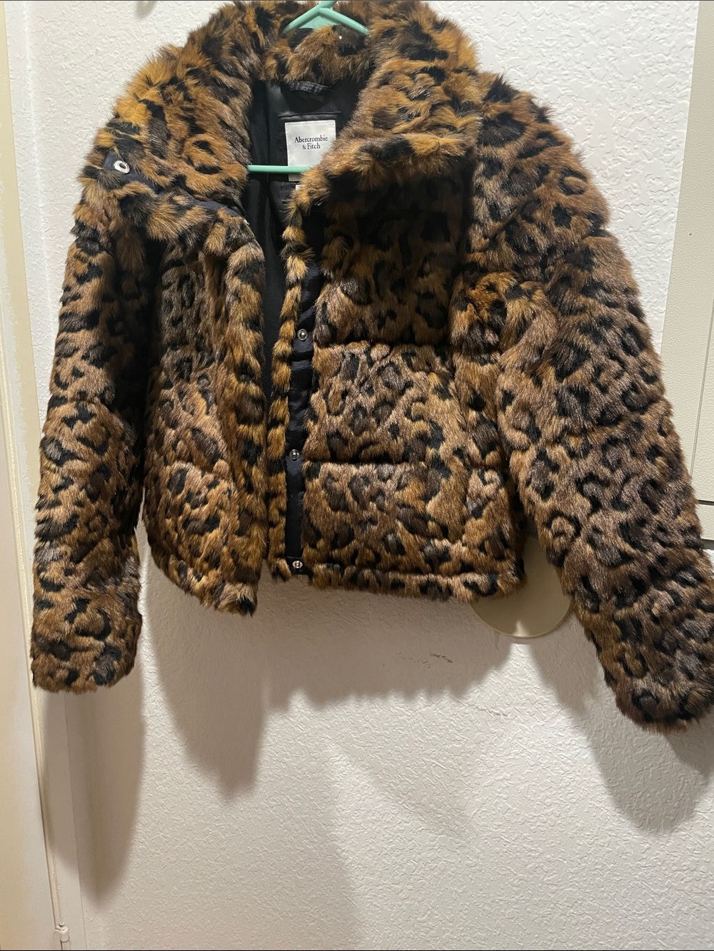 Abercrombie & Fitch Kids Leopard Print Faux Fur Puffer Jacket - Brown & Black